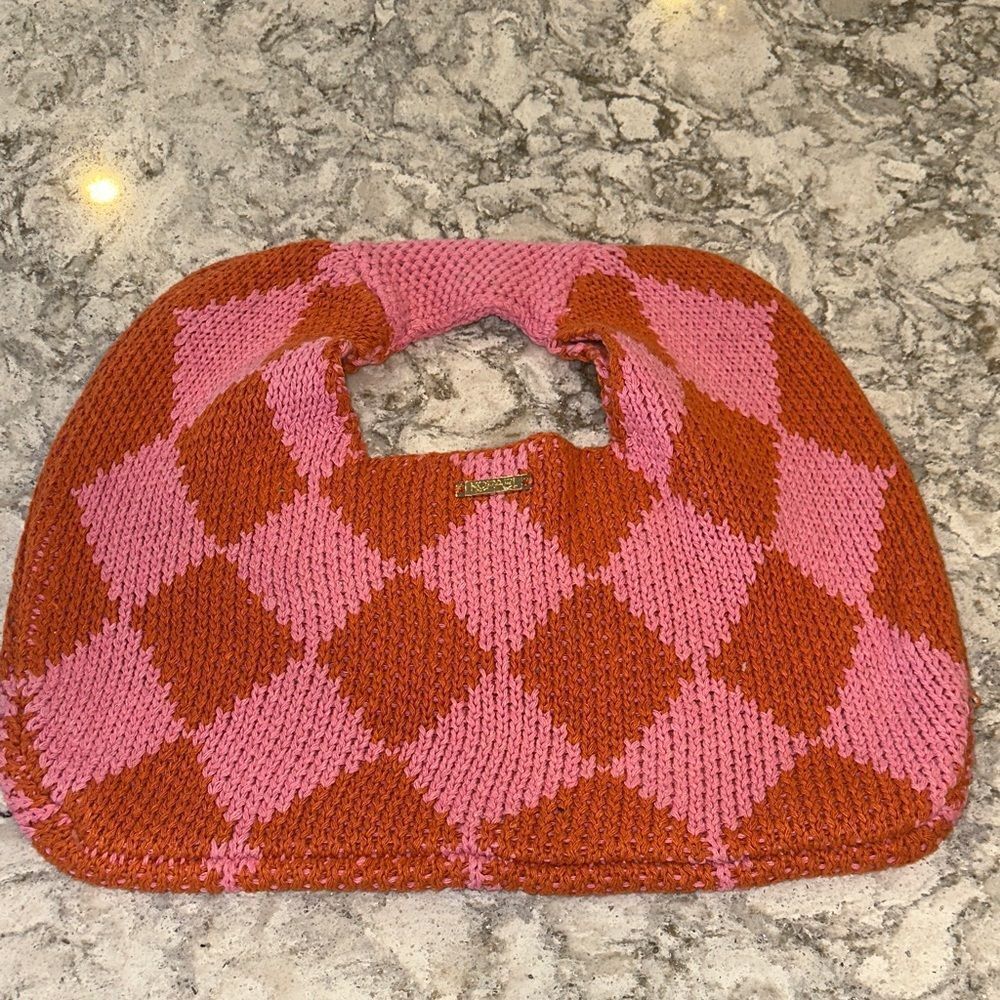 Kopari Pink and Orange Argyle Tote Bag